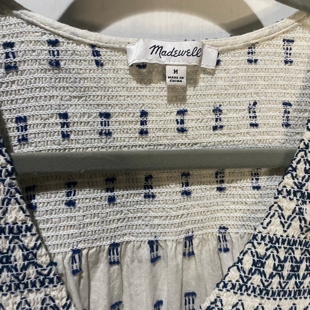 Madewell Navy and Cream Patterned Blouse - Picture 2 of 4